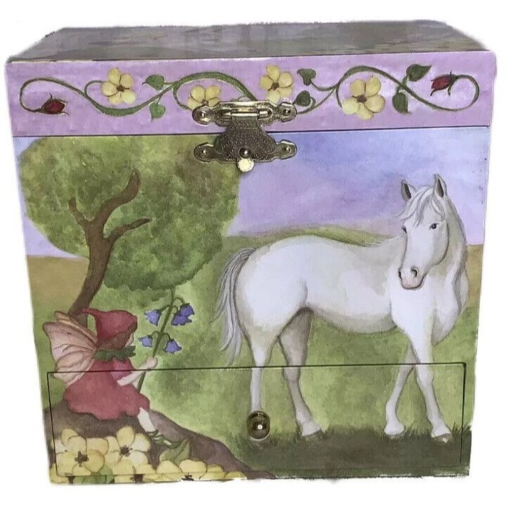 Fairy Horse Childrens Musical Jewellery Box Girls Wind Up Trinket Music Box Kids